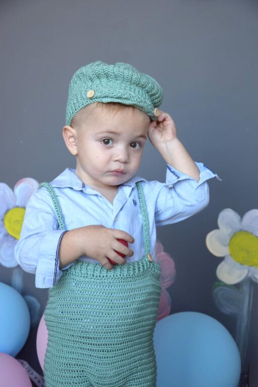 Χειροποίητη crochet πλεκτή βαπτιστική σαλοπέτα για αγόρι